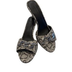 Rebecca Minkoff Women’s Chain Leather snake print  Mule Sandals Sz 9.5